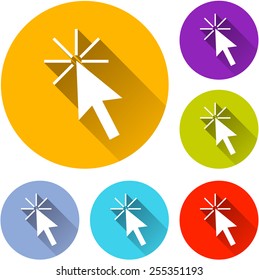 vector illustration of six colorful cursor icons