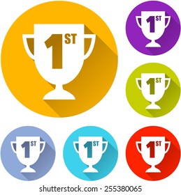 vector illustration of six colorful first cup icons