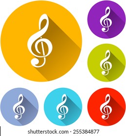 vector illustration of six colorful music icons