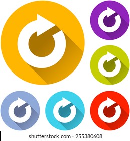 vector illustration of six colorful reload icons