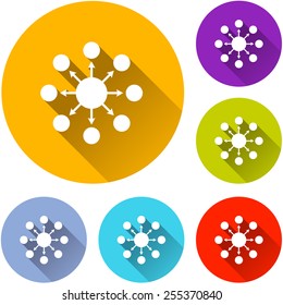vector illustration of six colorful social media icons