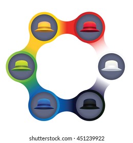 Vector Illustration of Six Colors Hats, A Modern System of Thinking for Business
