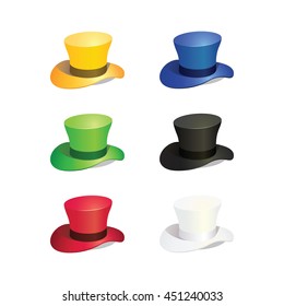 Vector Illustration of Six Colors Top Hat
