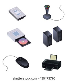 Vector illustration of a six computer parts