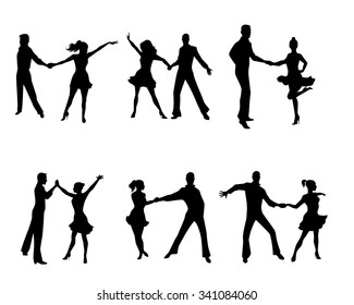 Vector illustration of a six dancing couples