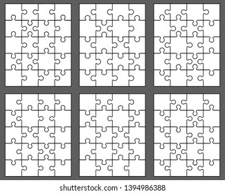 Vector Illustration Six Different White Puzzles Stock Vector (Royalty ...