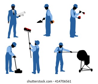 Vector illustration of a six different workers