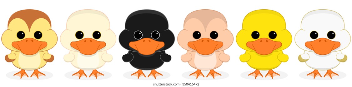 Vector illustration of six ducklings on transparent background. Suitable for tiled designs