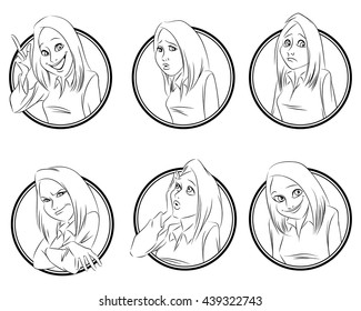 Vector illustration of a six emotions set