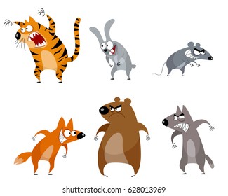 Vector illustration of a six funny animals