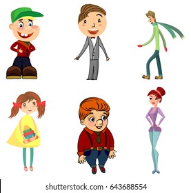 Vector illustration of a six funny characters