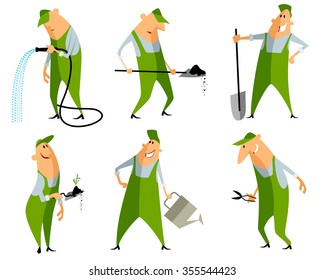 Vector illustration of a six gardeners set