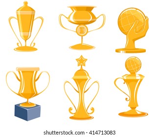 Vector illustration of a six gold cups 
