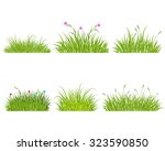 Vector illustration of a six green grass set
