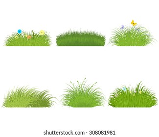 Vector illustration of a six green grass set