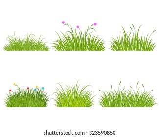 Vector illustration of a six green grass set