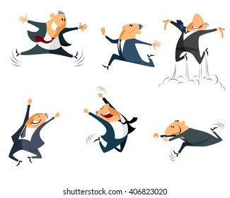 Vector illustration of a six jumping businessmen