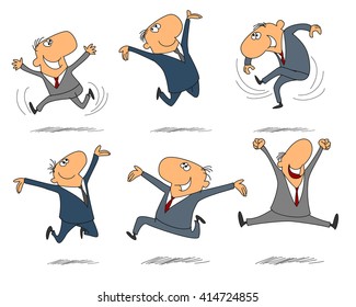 Vector illustration of a six jumping businessmen