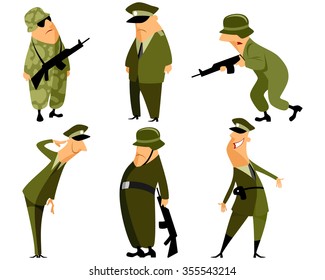 Vector illustration of a six military set