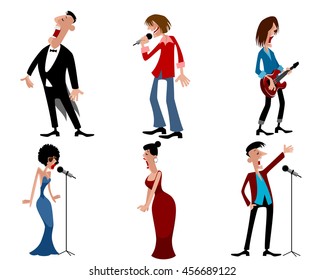 Vector illustration of a six person of artists