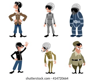 Vector illustration of a six pilots set