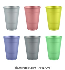 vector illustration of six plastic cups