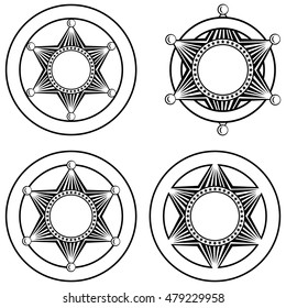 Vector illustration six pointed sheriffs star in circle set