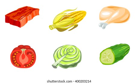Vector illustration of a six products set