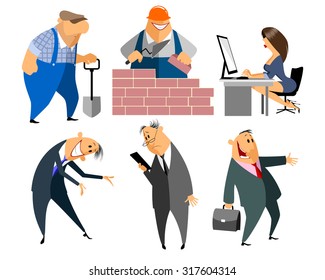Vector illustration of a six profession people