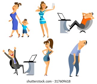 Vector illustration of a six profession people