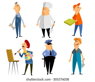 Vector illustration of a six professional people