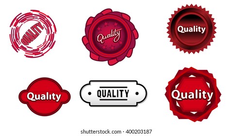 Vector illustration of a six quality red signs