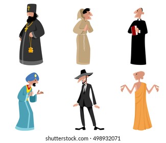 Vector illustration of a six religious figures