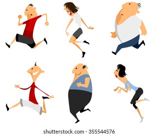 Vector illustration of six runners