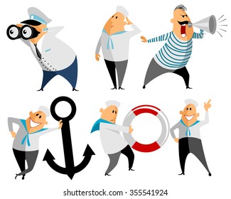 Vector illustration of a six seamen set