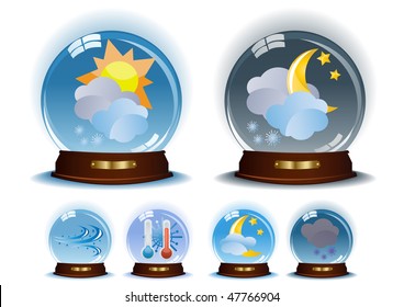 Vector illustration of six snow domes