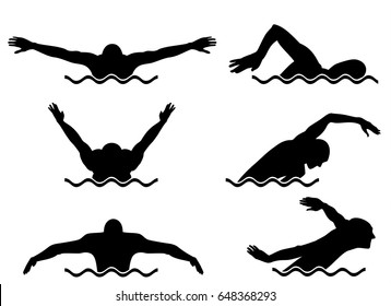 Vector illustration of a six swimmers set
