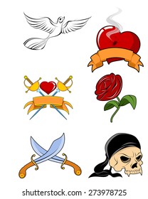 Vector illustration of a six tattoo set