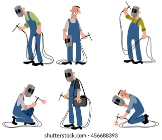 Vector illustration of a six welders set