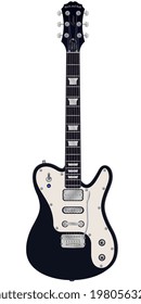 Vector illustration of of six-string electric guitar on white background