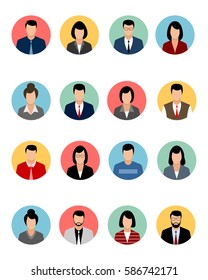 Vector illustration of a sixteen avatars set