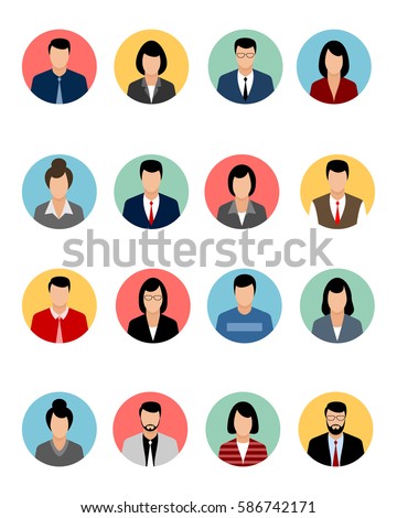 Vector illustration of a sixteen avatars set