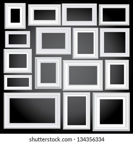 vector illustration of sixteen blank white frames