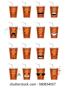 Vector illustration of a sixteen glasses emojis 