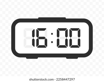 Vector illustration of sixteen o'clock digital clock icon sign and symbol. colored icon for website design .Simple design on transparent background (PNG).