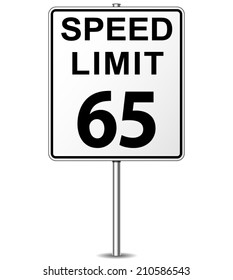 Vector illustration of sixty five speed limit signpost