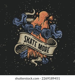 vector illustration skate more for t shirt design