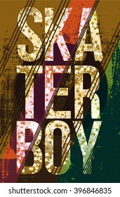 vector illustration skateboard freestyle street style legendary rider, graphics for t-shirt ,vintage design luxurious texture gold print