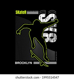 Vector illustration  of skateboard . Sport typography, t-shirt graphics, poster, print, postcard,banner,etc.
