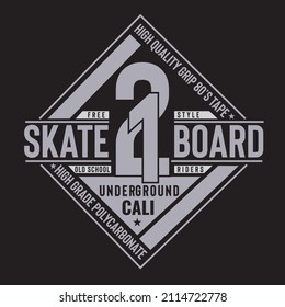 vector illustration of skateboard theme badge. t shirt graphics. print